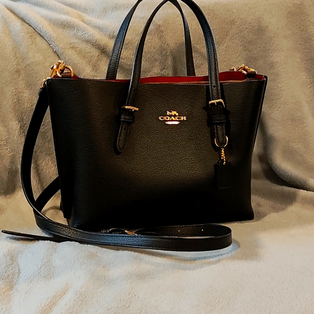Coach Mollie Tote black and red
